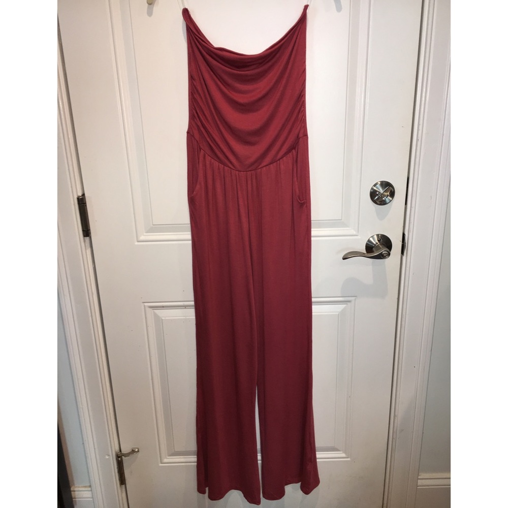 New Love Culture strapless coral jumpsuit